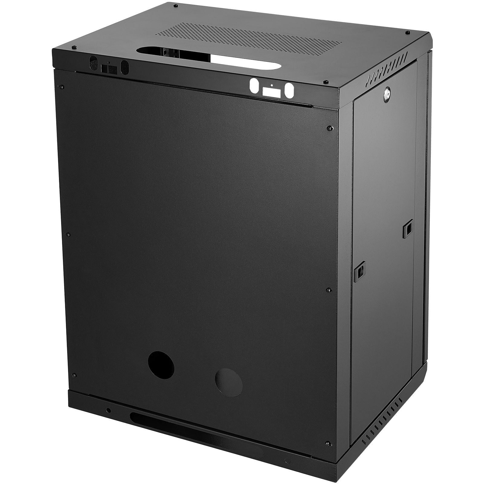 15U Wall Mount Network Cabinet, 226.8 kg Max. Ground Load Capacity, Server Rack Cabinet Enclosure with Locking Tempered Glass Door, Side Panels, Q235 Carbon Steel, for IT Equipment, A/V Devices