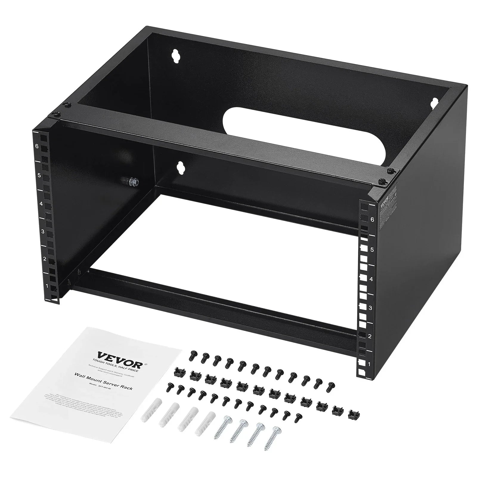 6U Wall Mount Network Rack, 14 in/355.6 mm Depth, 50 lbs/22.68 kg Max Weight Capacity Wall Mount Server Rack with Cage Nuts, 19