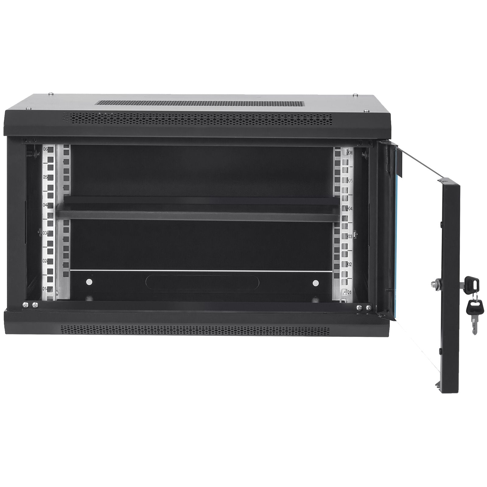 6U Wall Mount Network Server Cabinet, 15.5'' Deep, Server Rack Cabinet Enclosure, 200 lbs Max. Ground-mounted Load Capacity, with Locking Glass Door Side Panels, for IT Equipment, A/V Devices
