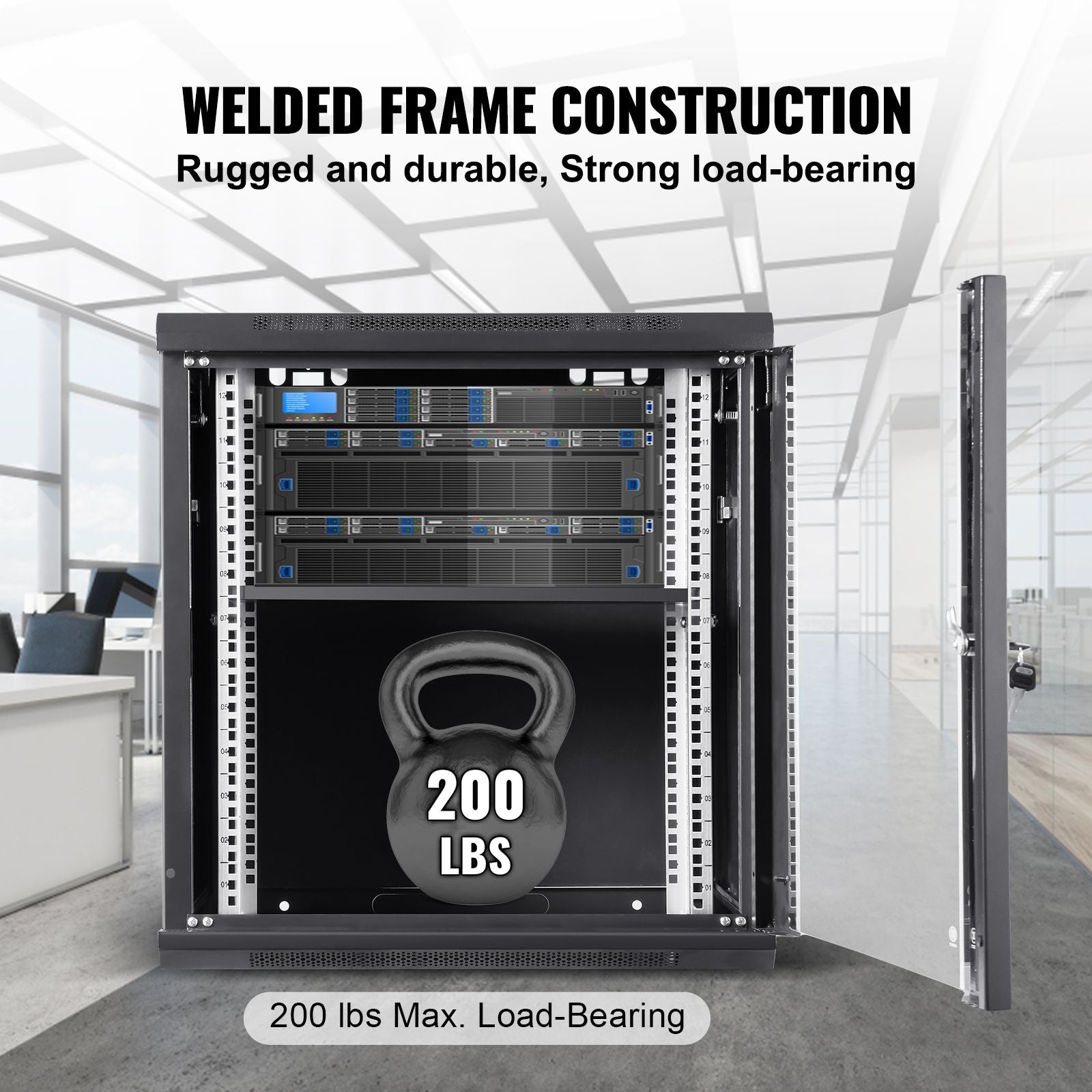 9U Wall Mount Network Server Cabinet, 39.37 cm Deep, Server Rack Cabinet Enclosure, 90.7 kg Max. Ground-mounted Load Capacity, with Locking Glass Door Side Panels, for IT Equipment, A/V Devices