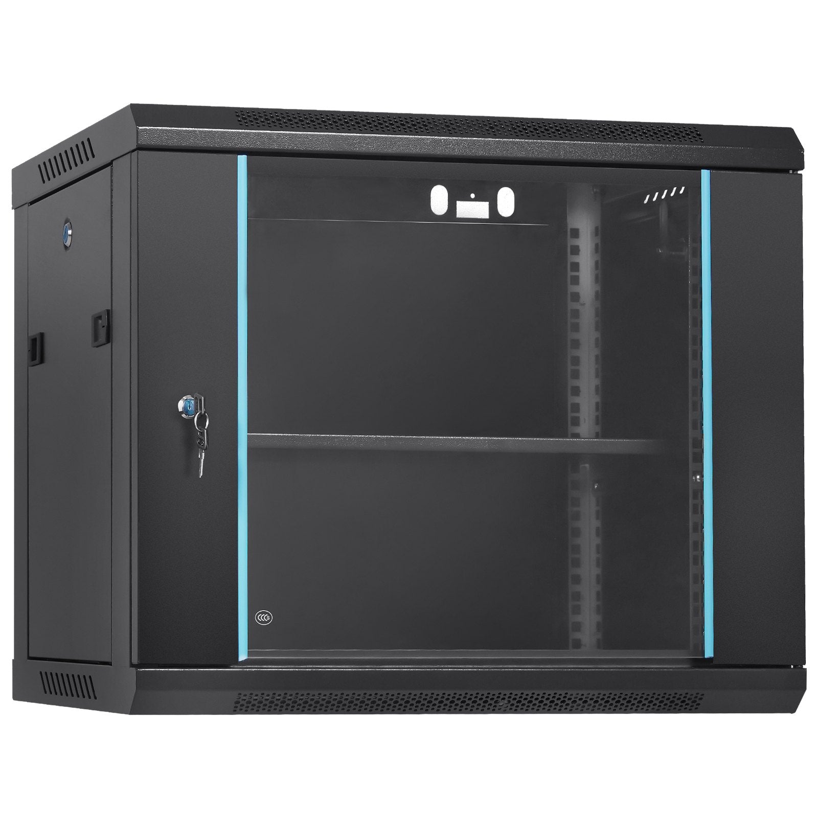 9U Wall Mount Network Server Cabinet, 39.37 cm Deep, Server Rack Cabinet Enclosure, 90.7 kg Max. Ground-mounted Load Capacity, with Locking Glass Door Side Panels, for IT Equipment, A/V Devices