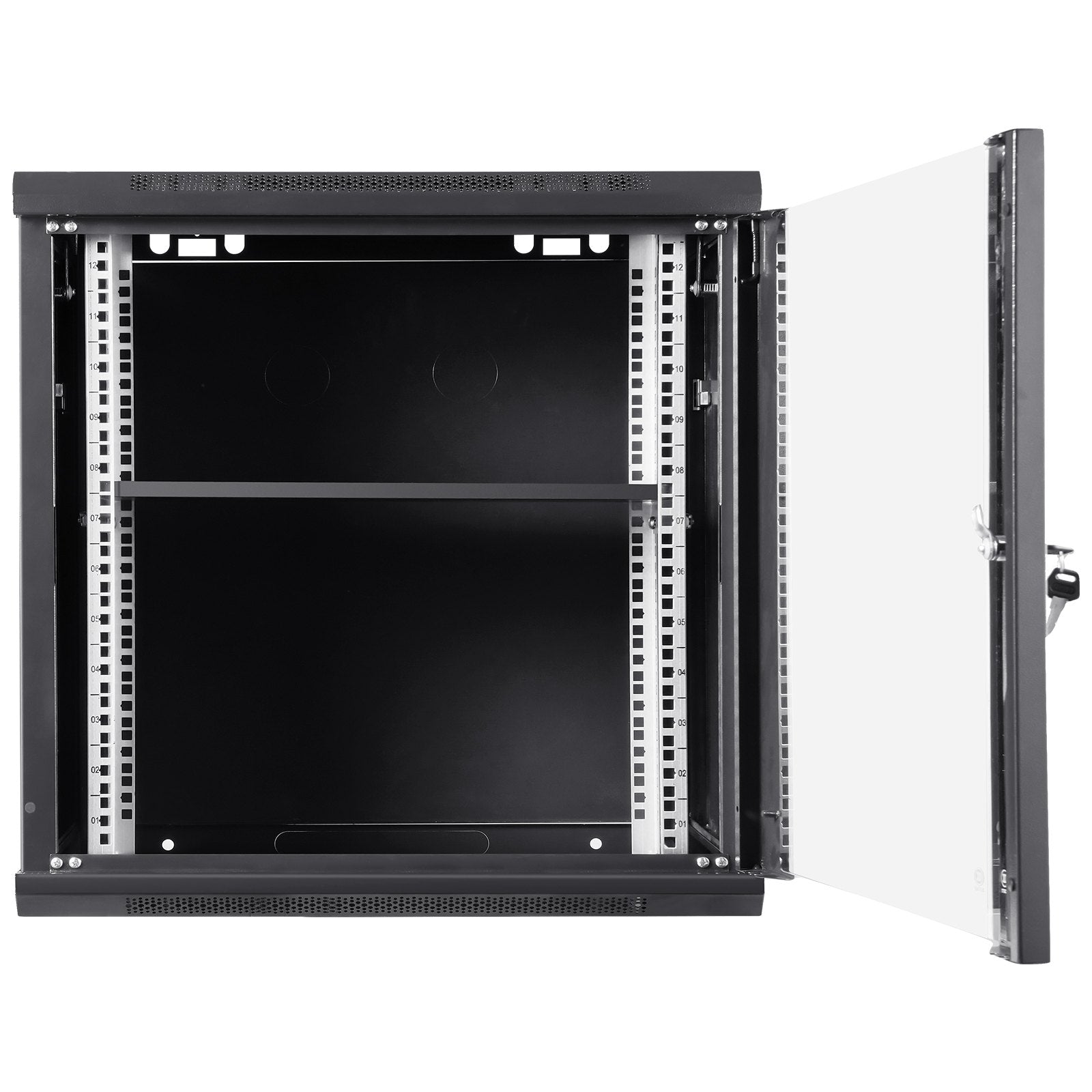 9U Wall Mount Network Server Cabinet, 39.37 cm Deep, Server Rack Cabinet Enclosure, 90.7 kg Max. Ground-mounted Load Capacity, with Locking Glass Door Side Panels, for IT Equipment, A/V Devices