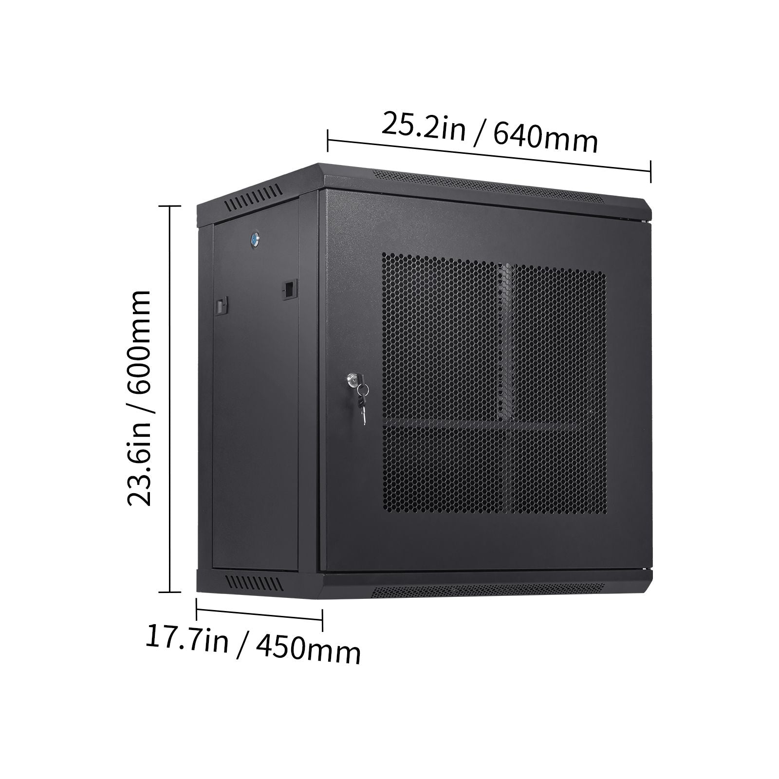 12U Wall Mount Network Server Cabinet, 15.5'' Deep, Server Rack Cabinet Enclosure, 200 lbs Max. Ground-mounted Load Capacity, with Locking Door Side Panels, for IT Equipment, A/V Devices