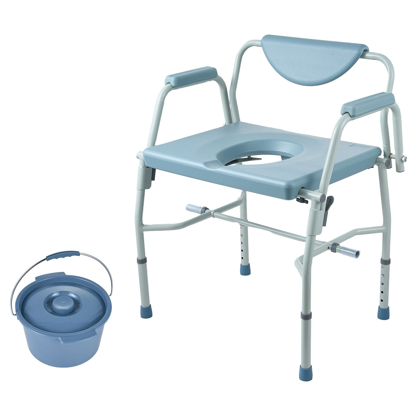 Heavy Duty Commode Chair 1000lbs Adjustable Height Bedside Toilet Seat