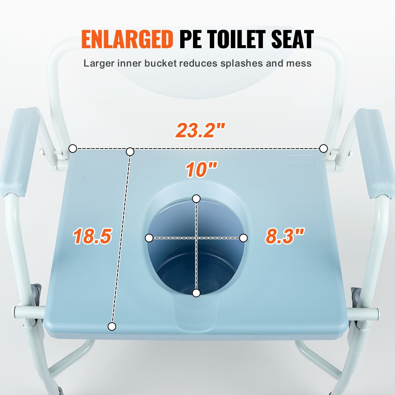 Heavy Duty Commode Chair 1000lbs Adjustable Height Bedside Toilet Seat