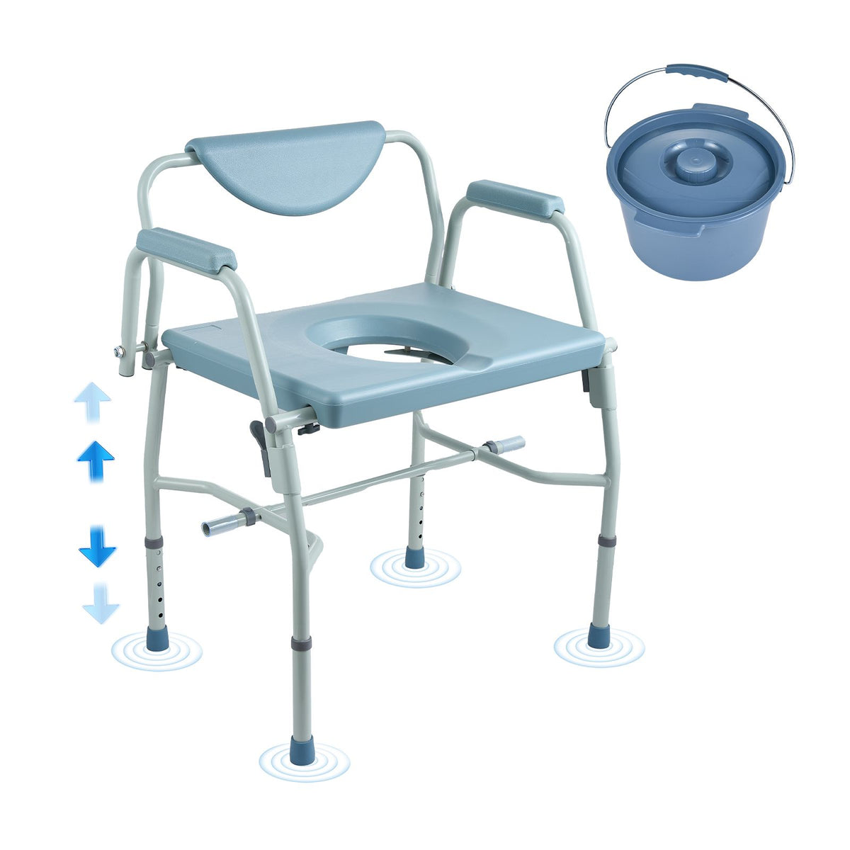 Heavy Duty Commode Chair 1000lbs Adjustable Height Bedside Toilet Seat