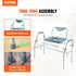 Commode Chair, Bedside Commode with Drop-Down Arms and Detachable Backrest, 5-Level Adjustable Height, 7L Removable Bucket, Easy to Assemble, 1000LBS Capacity, Portable Toilet for Adults Seniors