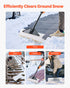 Snow Pusher Shovel, 61 cm Wide Outdoor Snowplow Shovel with Ergonomic Grip, HDPE Plastic Blade, Winter Shovels with Segmented Handle, Portable Snow Removal Tool for Driveway Garden Camping