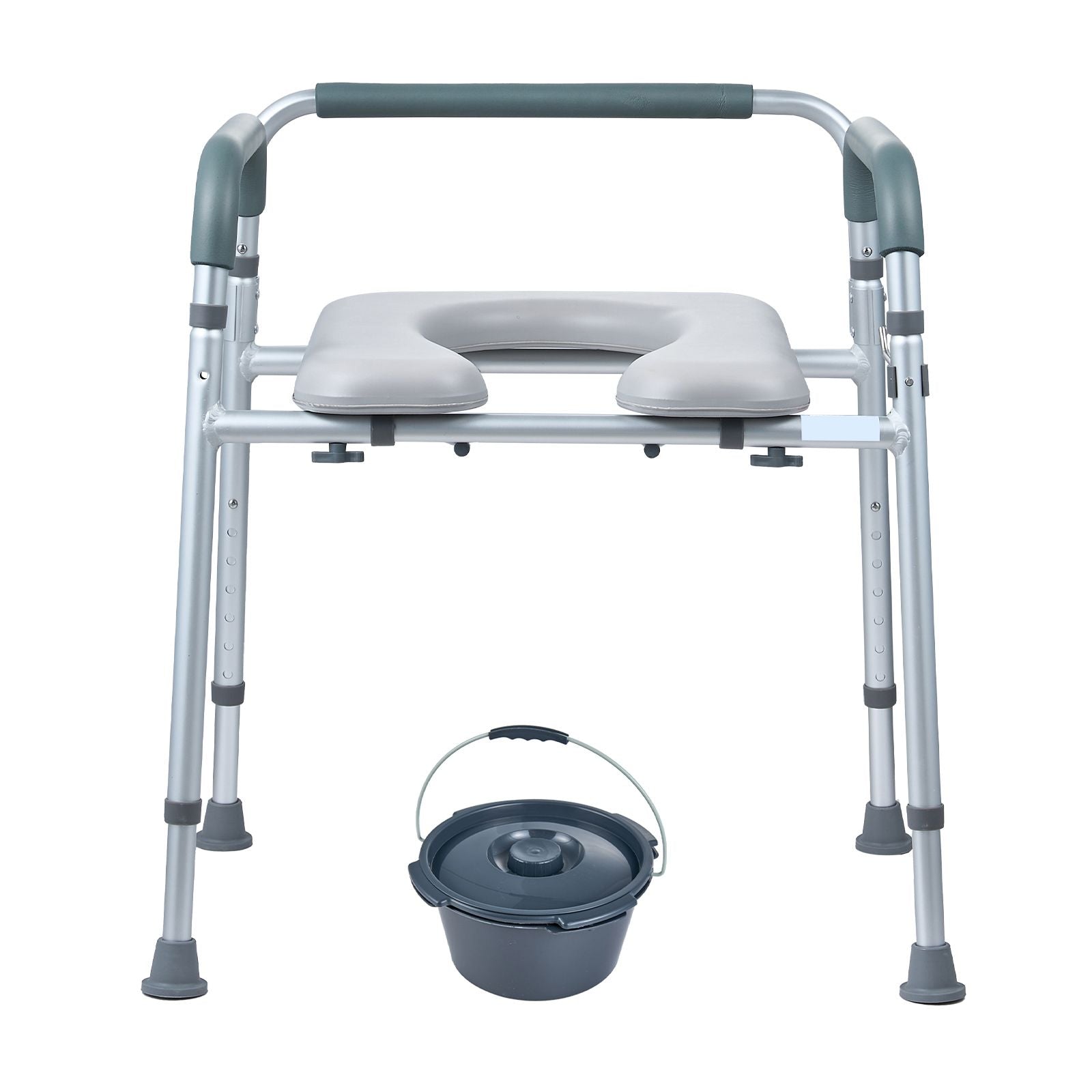 Commode Chair Bedside Toilet Seat 7 Height Adjustable 350lbs with Bucket