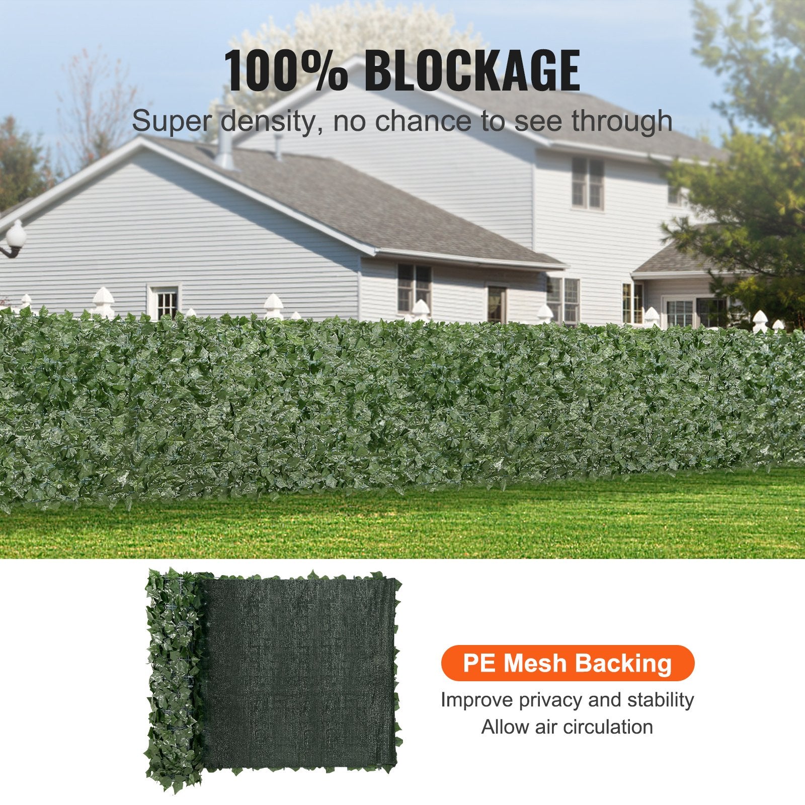 Ivy Privacy Fence, 990 x 2490 mm  Artificial Green Wall Screen, Greenery Ivy Fence with Mesh Cloth Backing and Strengthened Joint, Faux Hedges Vine Leaf Decoration for Outdoor Garden, Yard