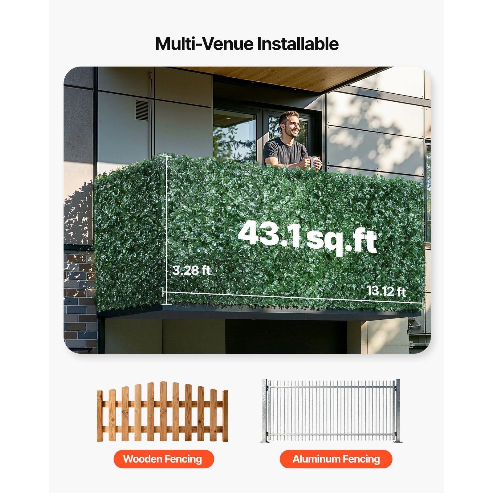 Artificial Ivy Privacy Fence 39x158in UV Resistant Green Wall Screen