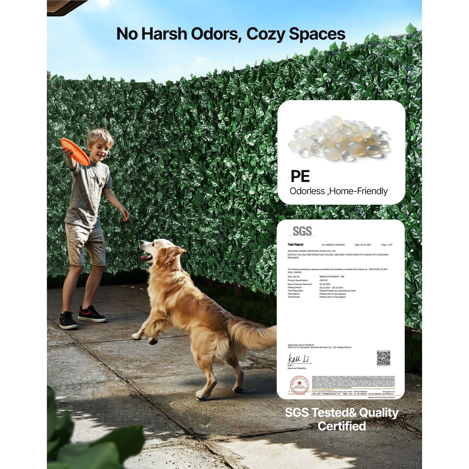 Ivy Privacy Fence, 39 x 198in Artificial Green Wall Screen, Greenery Ivy Fence with Mesh Cloth Backing and Strengthened Joint, Faux Hedges Vine Leaf Decoration for Outdoor Garden, Yard, Balcony