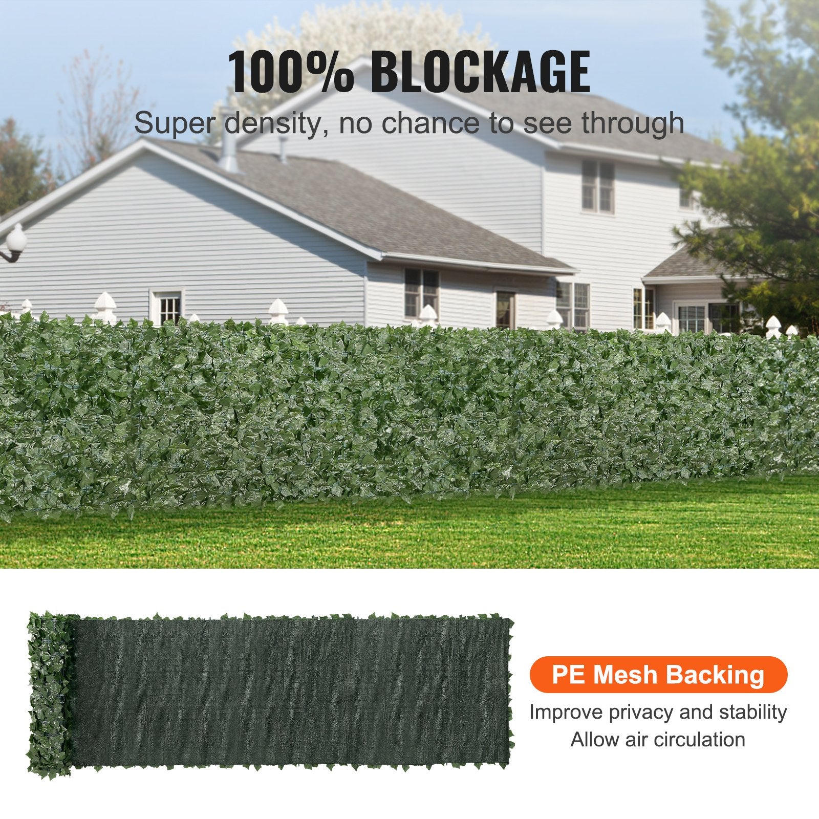 Ivy Privacy Fence, 39 x 198in Artificial Green Wall Screen, Greenery Ivy Fence with Mesh Cloth Backing and Strengthened Joint, Faux Hedges Vine Leaf Decoration for Outdoor Garden, Yard, Balcony