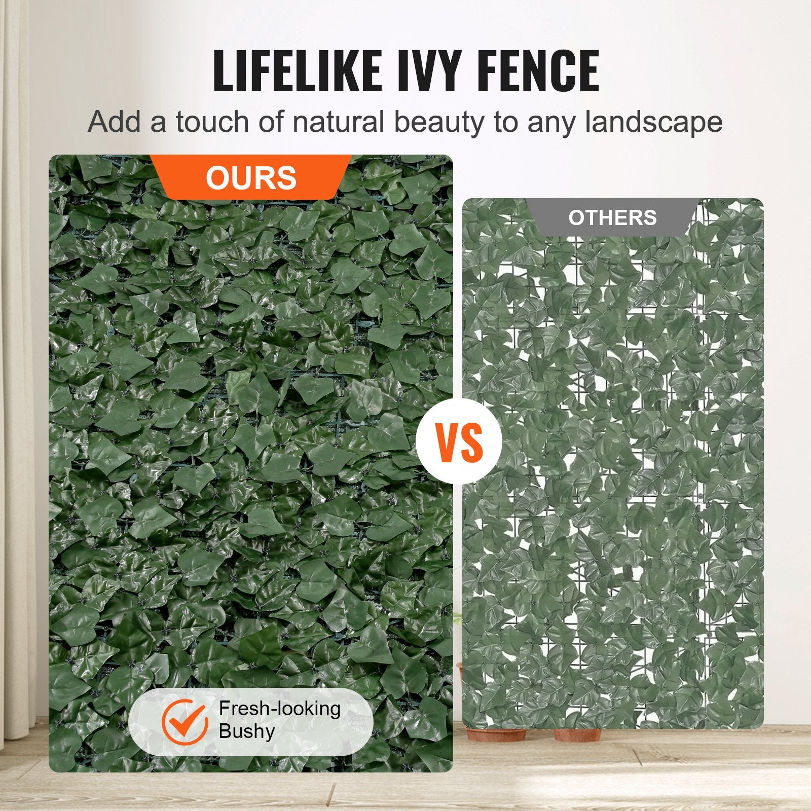Ivy Privacy Fence, 1830 x 2440 mm Artificial Green Wall Screen, Greenery Ivy Fence with Mesh Cloth Backing and Strengthened Joint, Faux Hedges Vine Leaf Decoration for Outdoor Garden, Yard