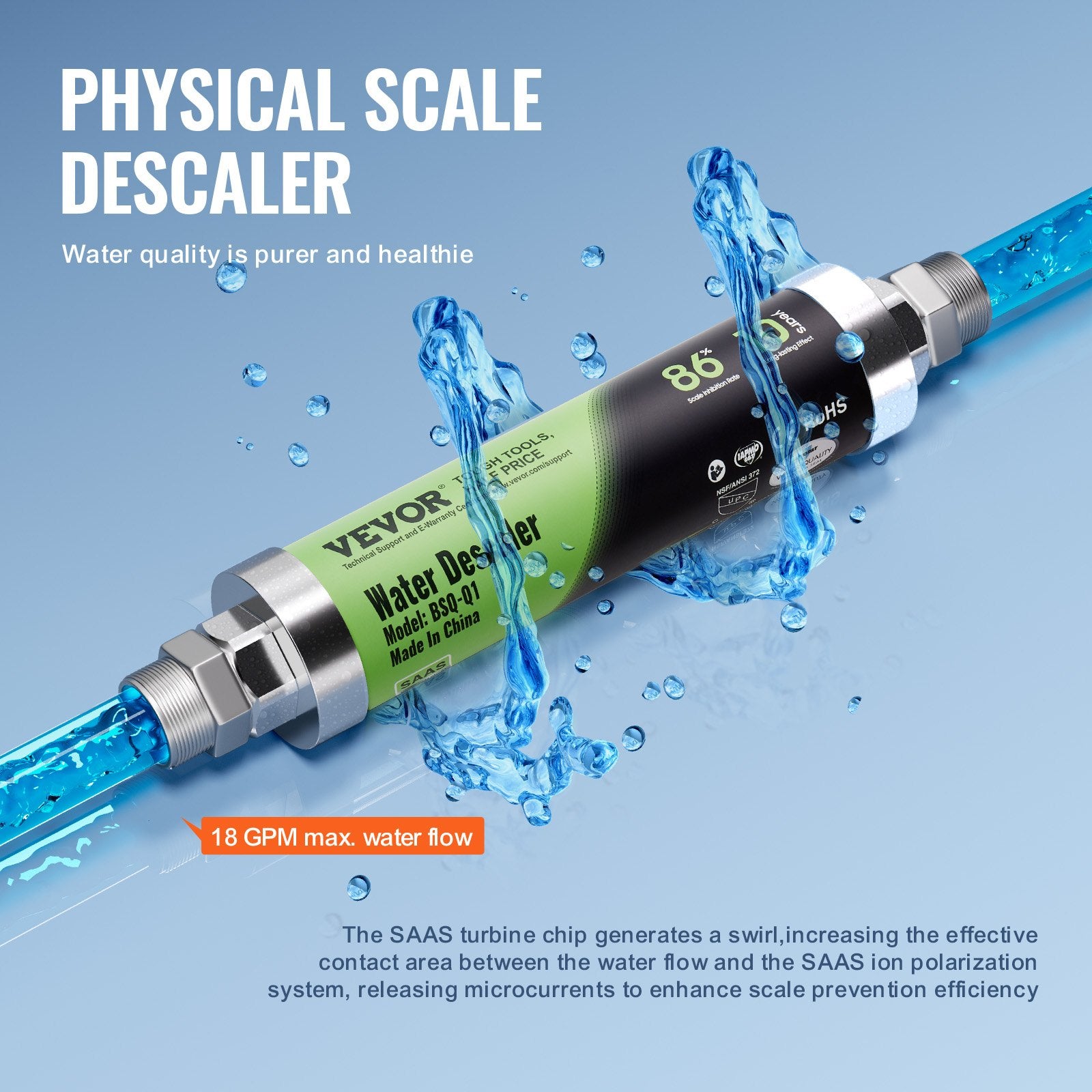 Whole House Salt Free Descaler Physical Scale Descaler System SAAS Alloy