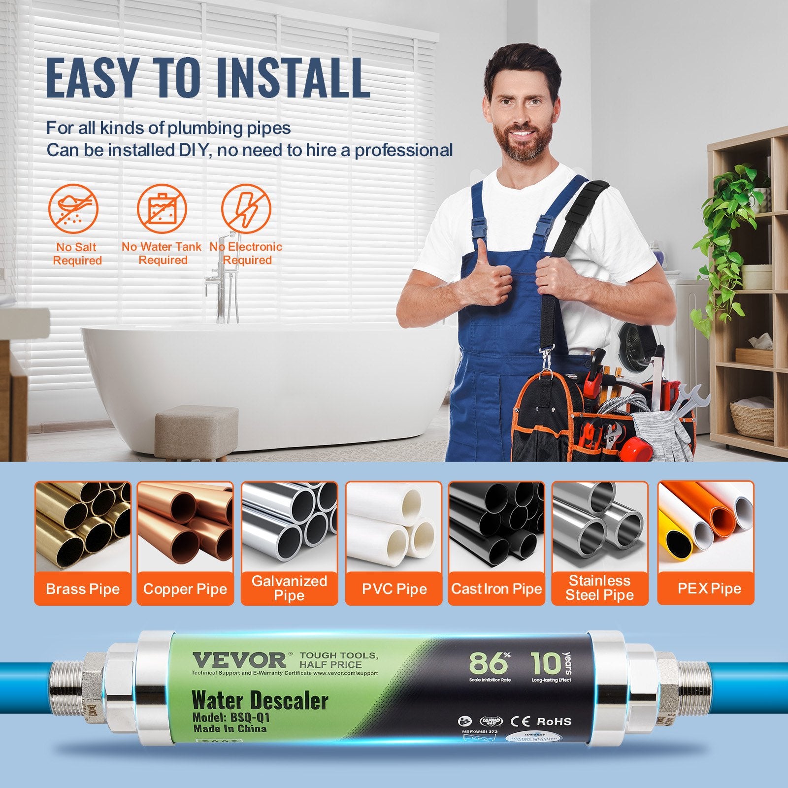 Whole House Salt Free Descaler Physical Scale Descaler System SAAS Alloy