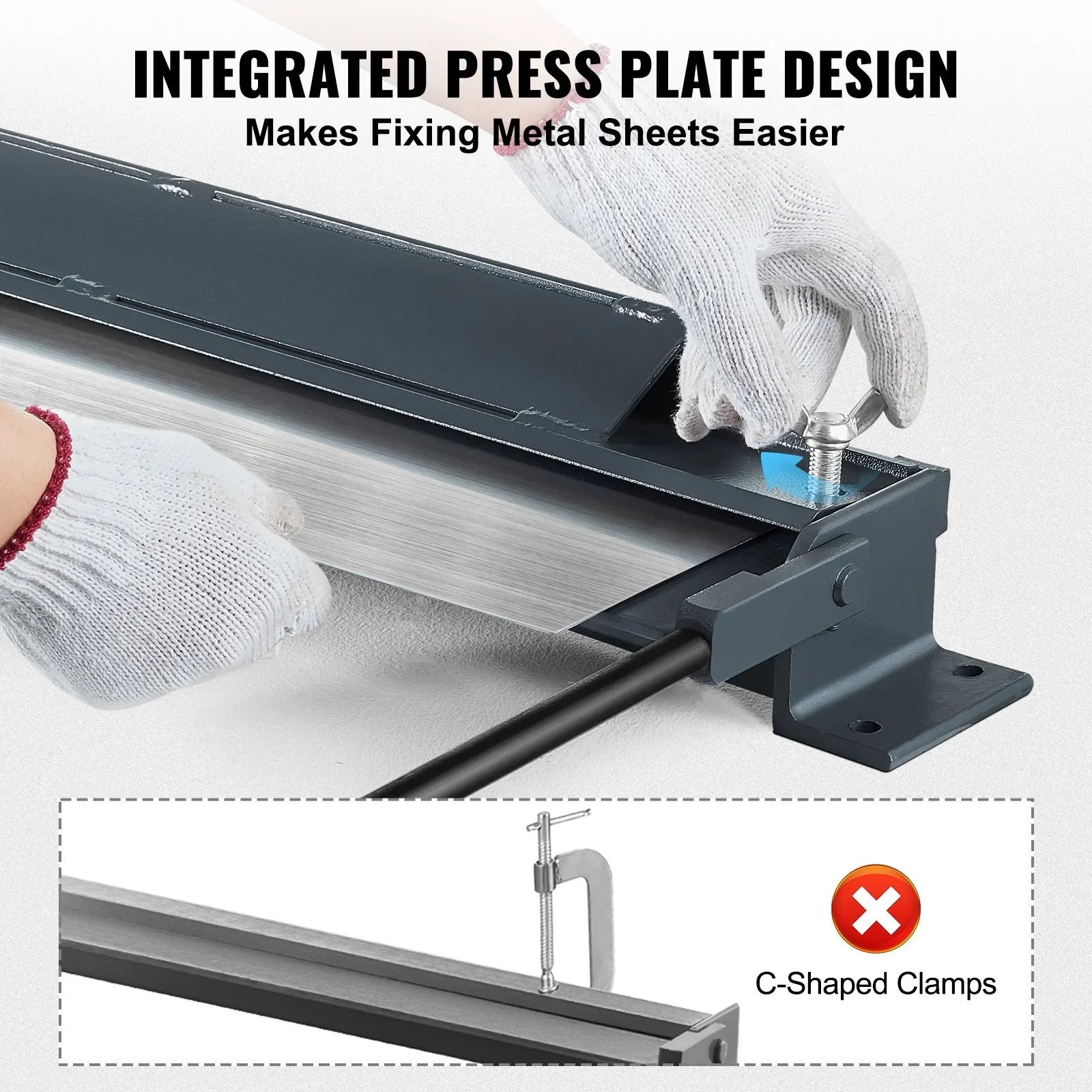 Box and Pan Brake, 910 ± 10 mm, 0-130 Degrees Sheet Metal Bending Brake, Portable Mini Metal Bender with 20 Gauge Low Carbon Steel 14 Gauge Aluminum Capacity Power Handle, for Metal Bending