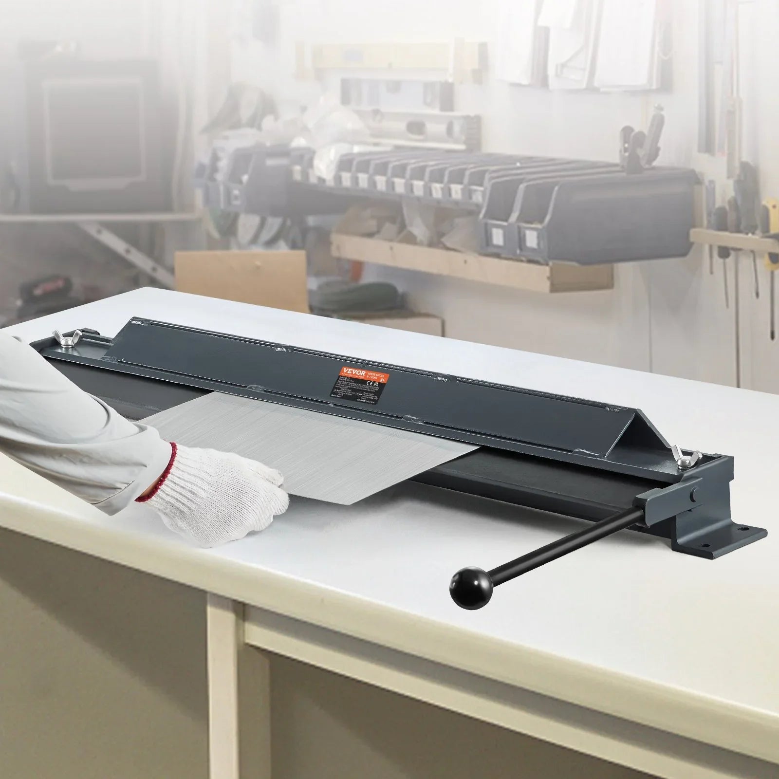 Box and Pan Brake, 910 ± 10 mm, 0-130 Degrees Sheet Metal Bending Brake, Portable Mini Metal Bender with 20 Gauge Low Carbon Steel 14 Gauge Aluminum Capacity Power Handle, for Metal Bending