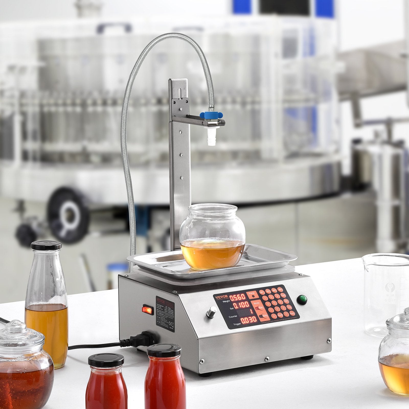 Liquid Filling Machine, 30-15000 g Weighing Capacity, Automatic Bottle Filler Machine Bottling Machine Digital Control for Milk, Water, Oil, Wine, Beverage, Detergent, Shampoo (Single Nozzle)