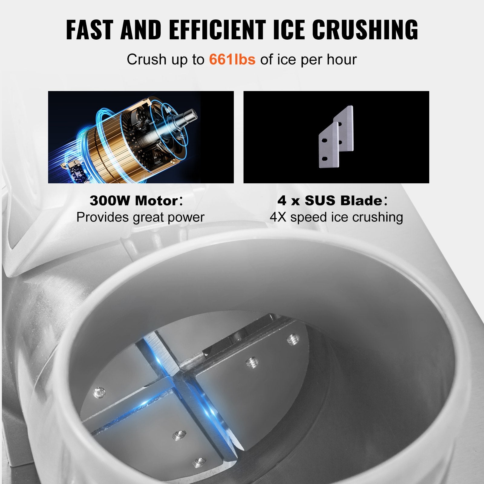 Commercial Ice Shaver Crusher, 661lbs Per Hour Electric Snow Cone Maker, 350W Shaved Ice Machine with Dual Blades for Parties Events Snack Bar, Home and Commercial Use