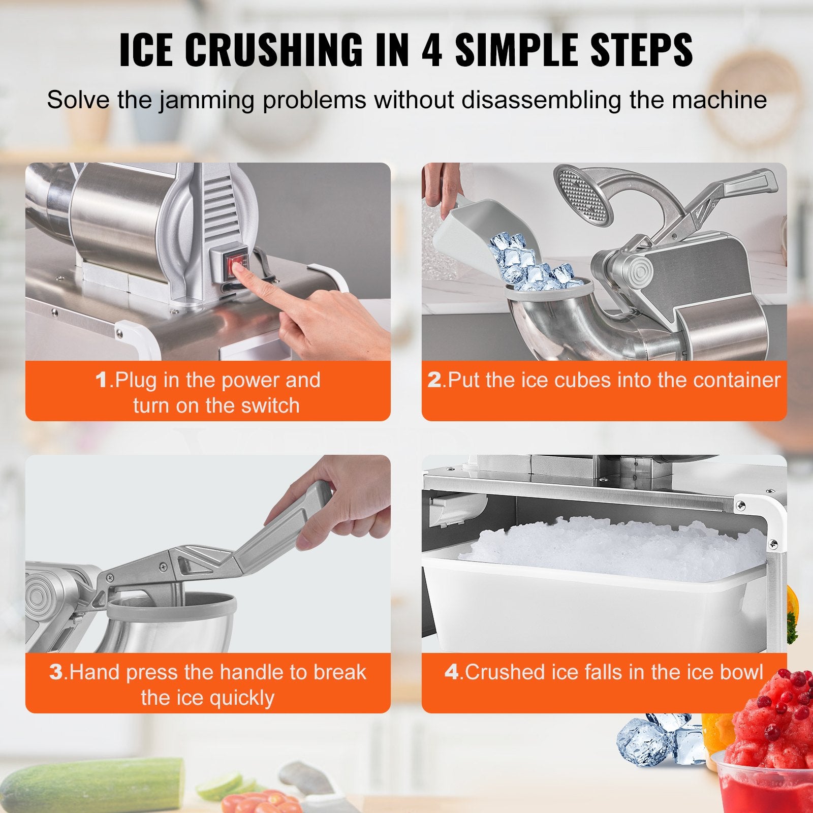 Commercial Ice Shaver Crusher, 661lbs Per Hour Electric Snow Cone Maker, 350W Shaved Ice Machine with Dual Blades for Parties Events Snack Bar, Home and Commercial Use