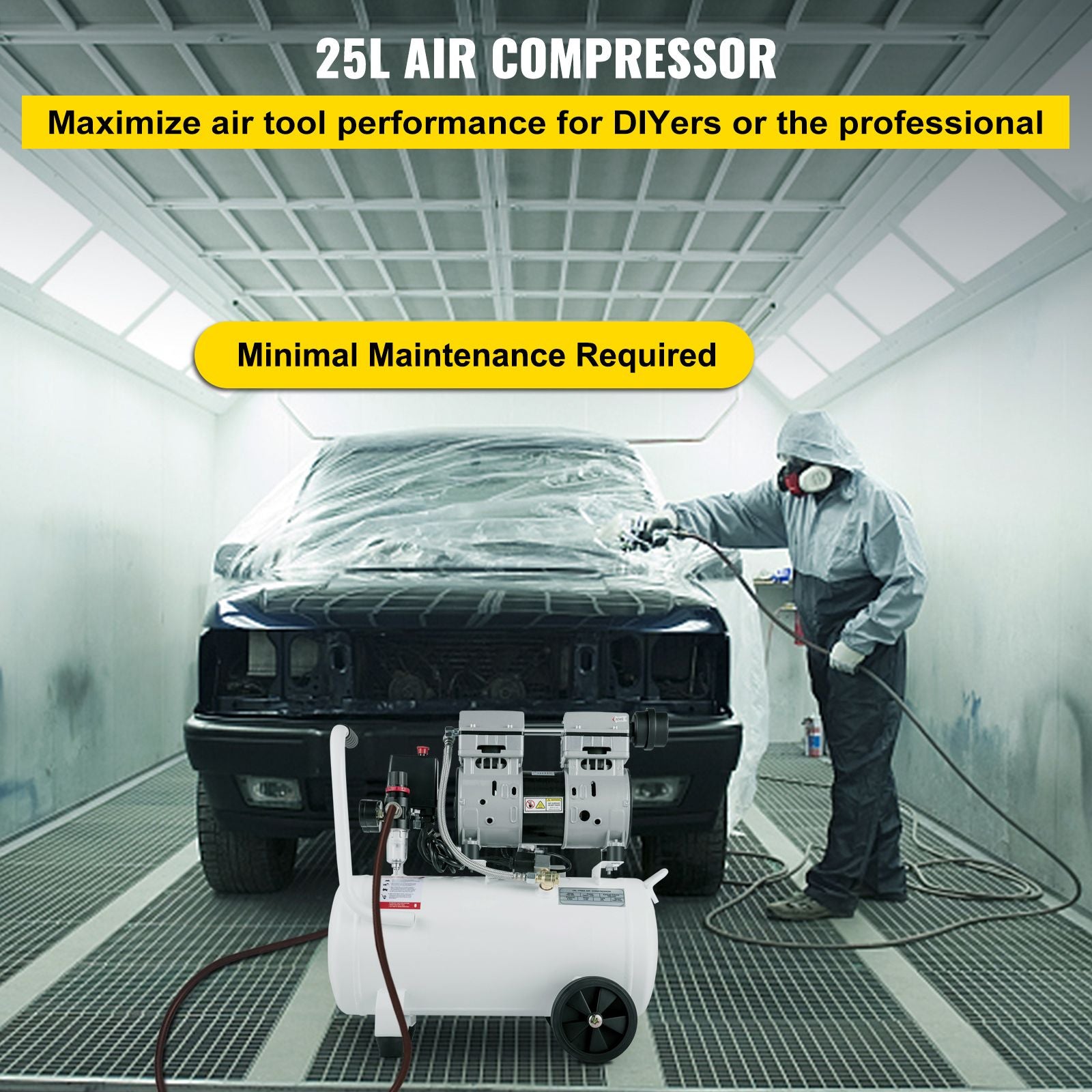 Air Compressor 6.6 Gallon, Portable Air Compressor 1 HP, Oil Free Air Compressor Steel Tank 750W, Pancake Air Compressor 115 PSI, Ultra Quiet Compressor for Home Repair, Tire Inflation
