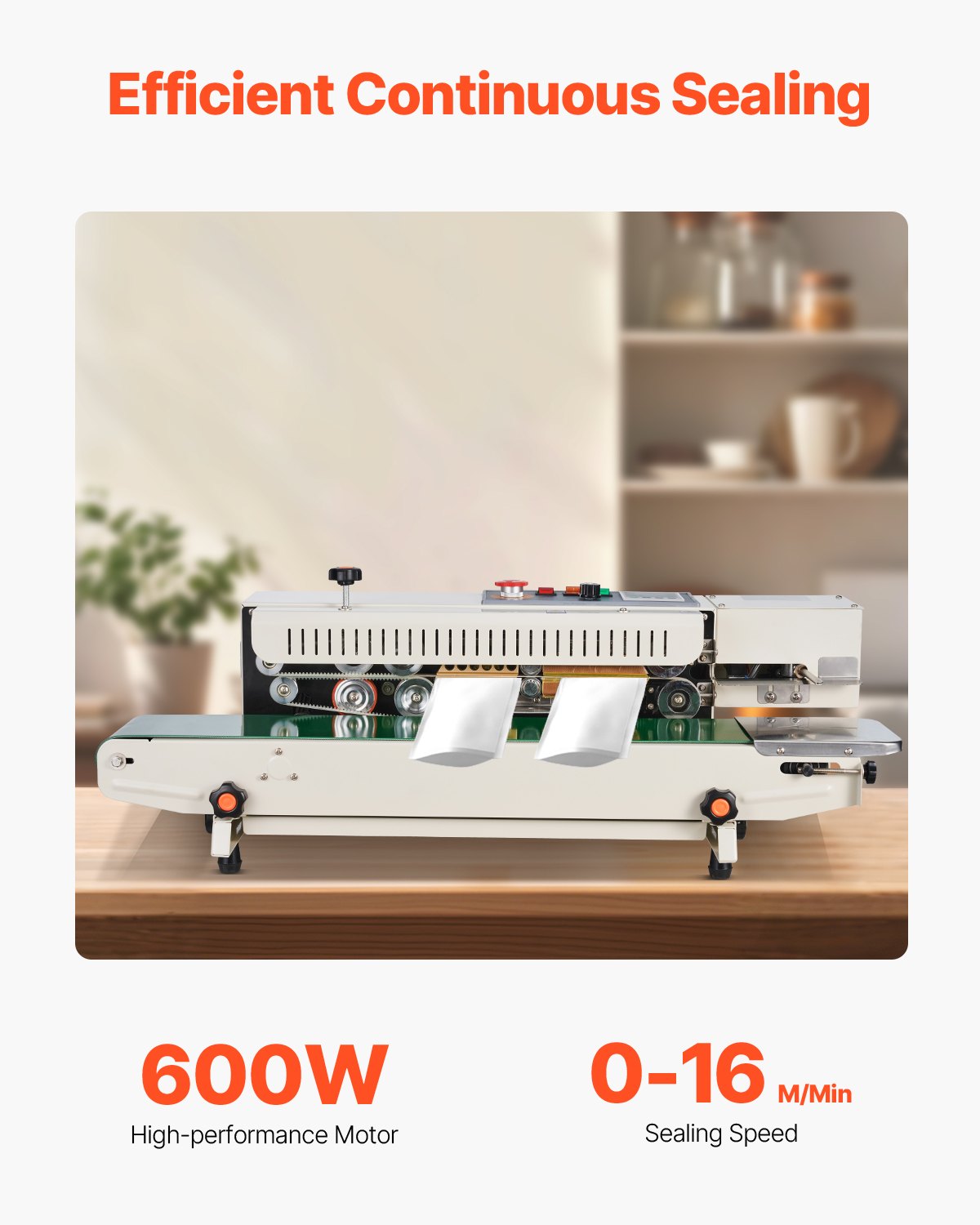 Continuous Bag Band Sealing Machine, 6-12 mm Seal Width, Horizontal Band Sealer Machine with Digital Temperature Control, Bag Sealer for 0.02-0.8 mm Plastic Bags Films with Inflation Function