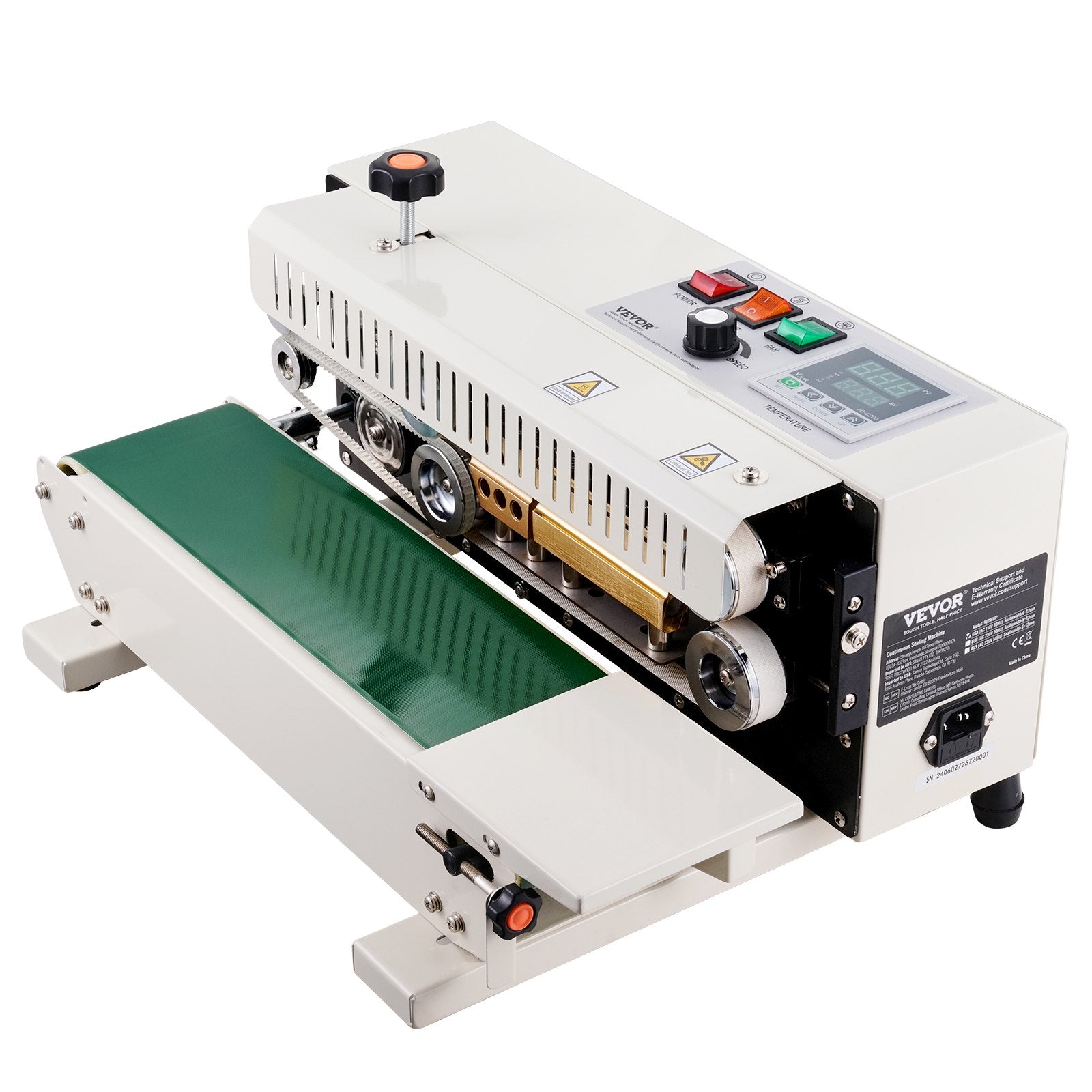 Continuous Bag Band Sealing Machine, 6-12 mm Seal Width, Horizontal Band Sealer Machine with Digital Temperature Control, Carbon Steel Bag Sealer for 0.02-0.8 mm Plastic Bags Films Membrane