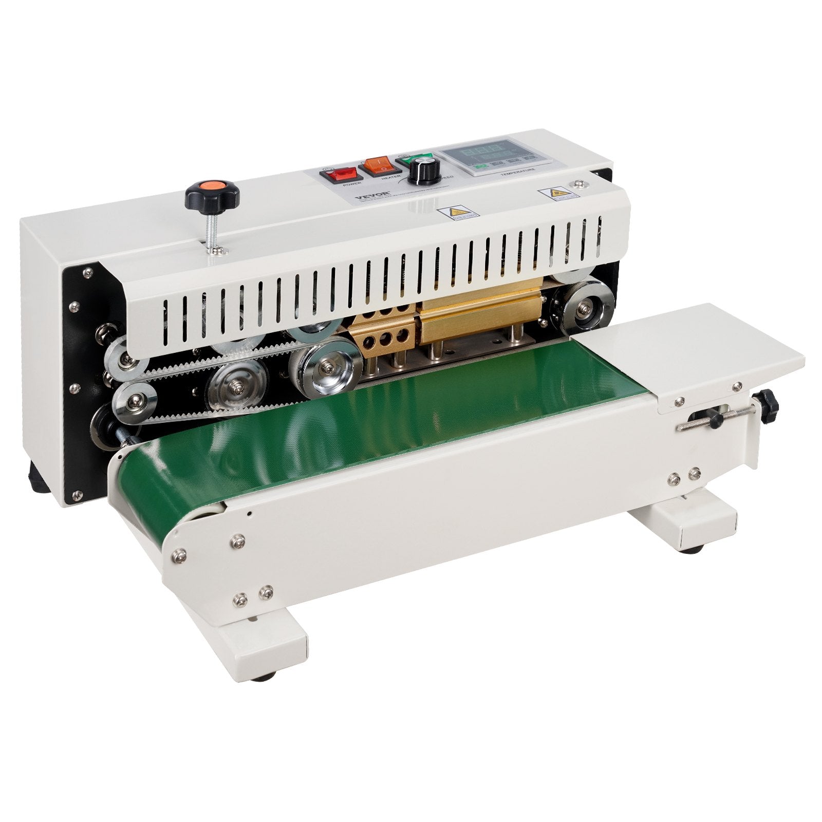 Continuous Bag Band Sealing Machine, 6-12 mm Seal Width, Horizontal Band Sealer Machine with Digital Temperature Control, Carbon Steel Bag Sealer for 0.02-0.8 mm Plastic Bags Films Membrane