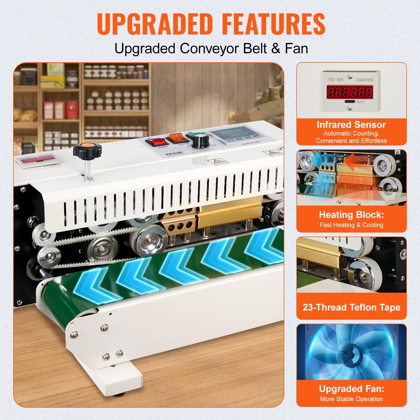 Continuous Bag Band Sealing Machine Horizontal Band Sealer Count Function