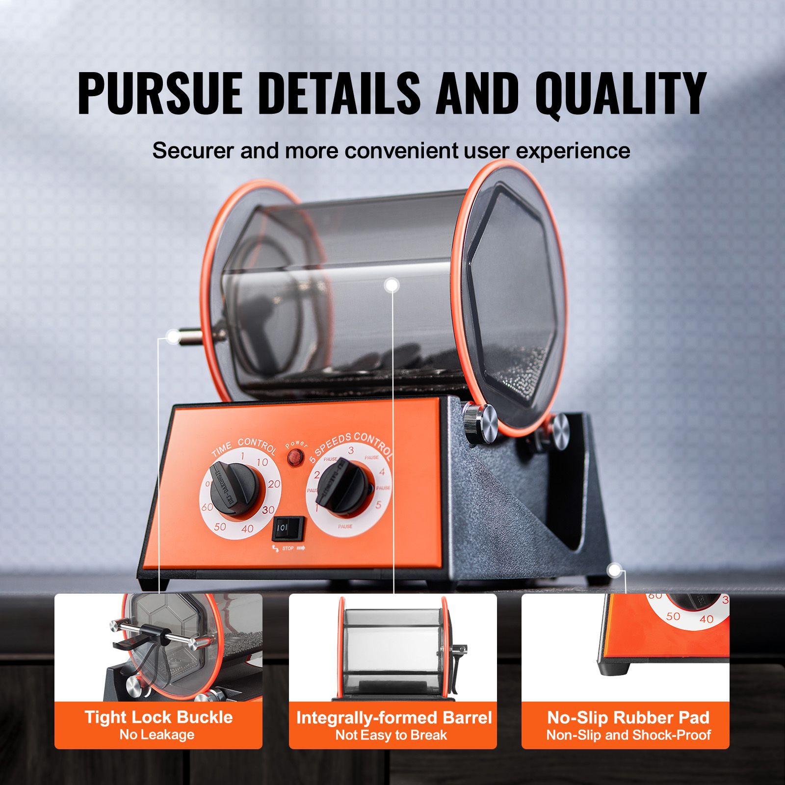 5kg Jewelry Polishing Tumbler Rotary Finisher Machine Timer Speed Control