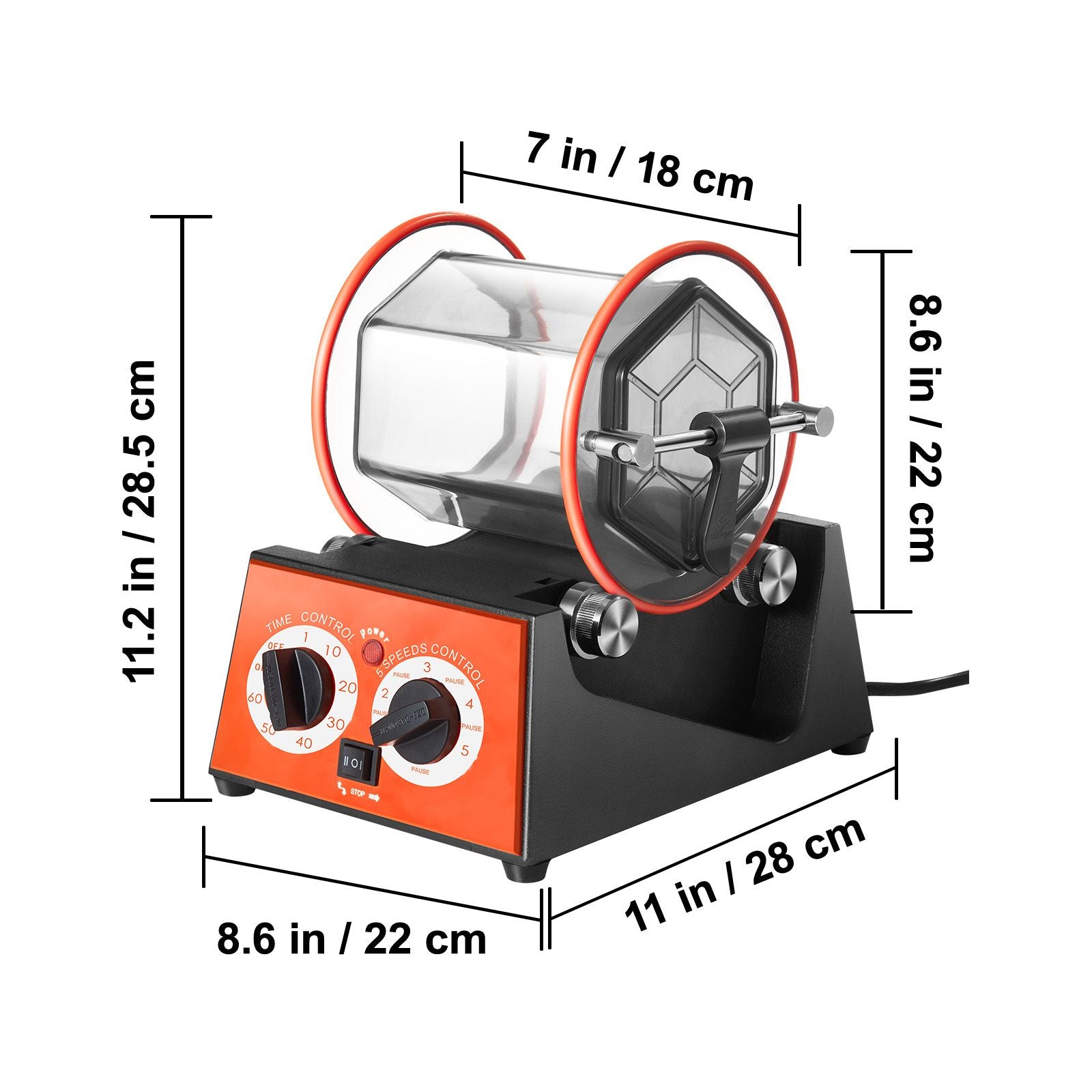 5kg Jewelry Polishing Tumbler Rotary Finisher Machine Timer Speed Control