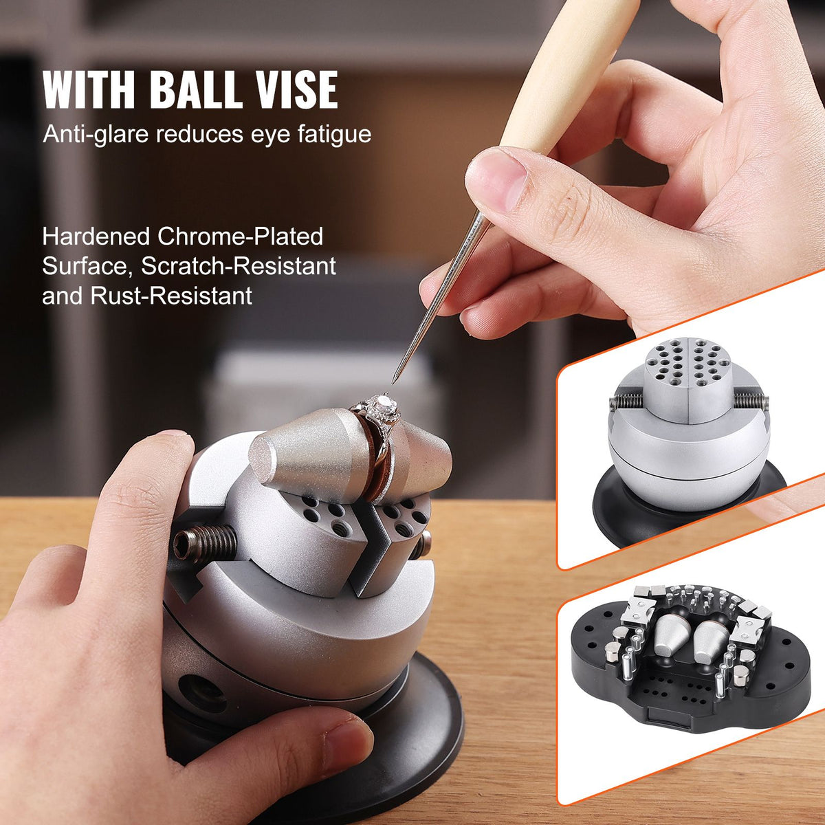 7X-45X Jewelry Microscope with 360° Ball Vise USB LED Ring Light Stand