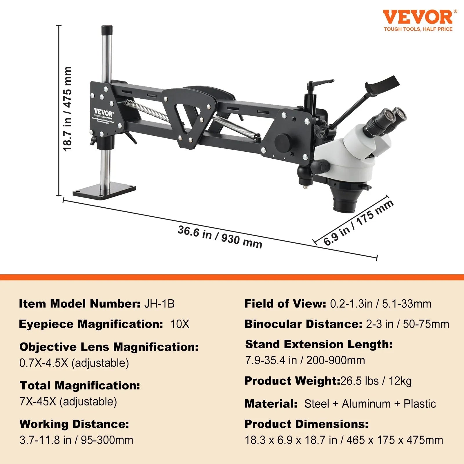 Multi-Directional Microscope with Spring Bracket, 7X-45X Magnification Jewelry Microscope, Micro Jewelry Inlaid Stand with Integrated USB Ring LED Light and 360° Ball Vise, for Jewelry Inlay