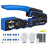 VEVOR RJ45 Crimp Tool Kit, Cat5e/Cat6/Cat6a Ethernet Crimper Crimp Pliers for 8-Pin Modular Plugs with 20pcs Pass-Through Connectors and Covers, Wire Stripper and Network Tester