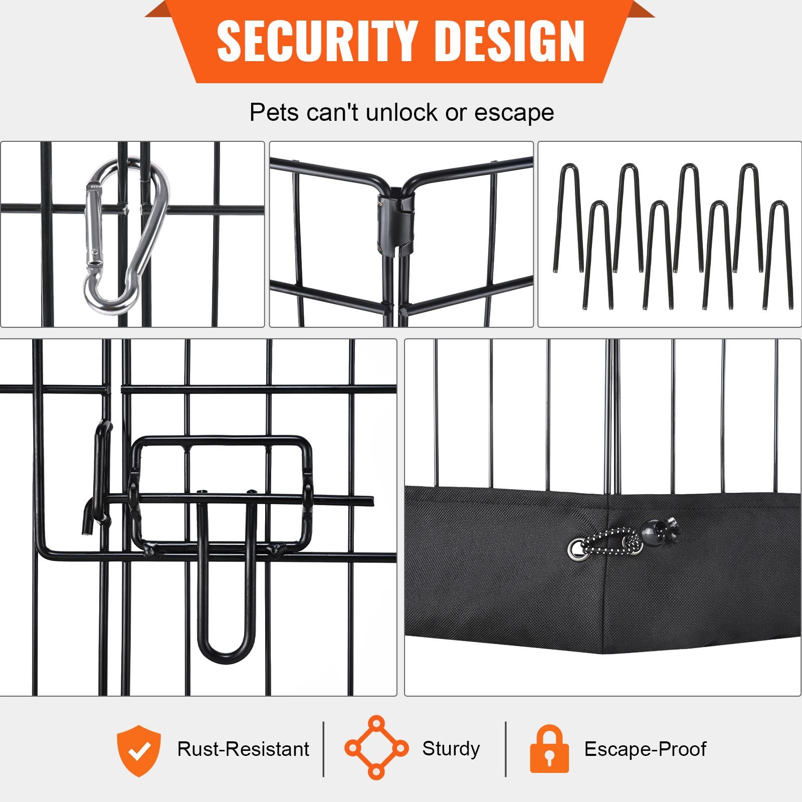 Dog Playpen, 8 Panels Foldable Metal Dog Exercise Pen with Bottom Pad, 24