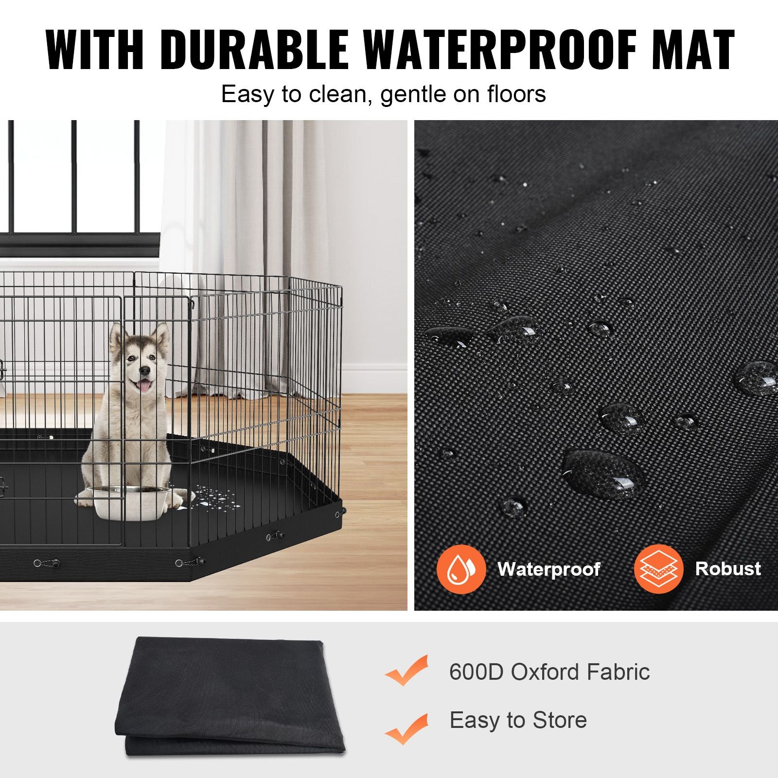 Dog Playpen, 8 Panels Foldable Metal Dog Exercise Pen with Bottom Pad, 24