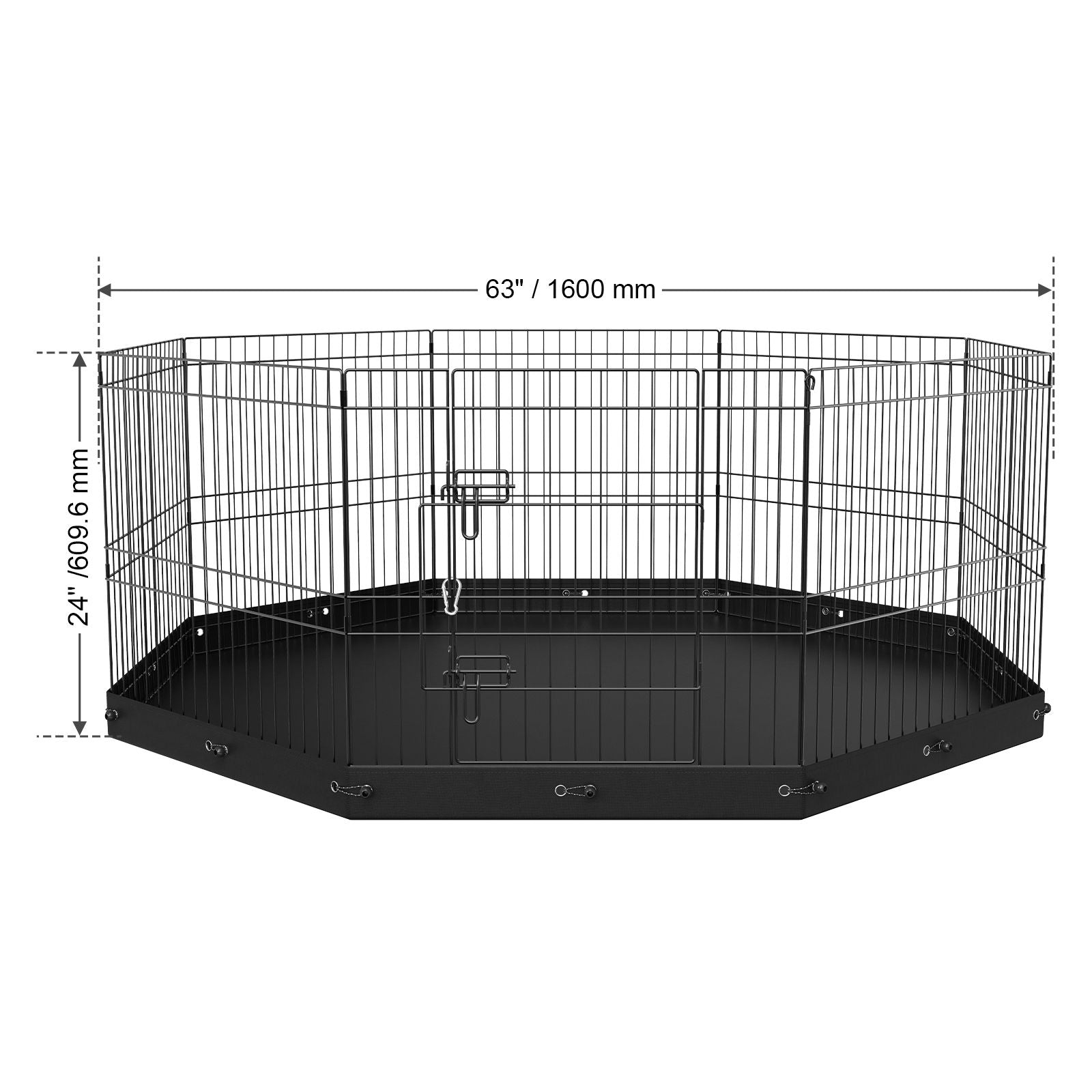 Dog Playpen, 8 Panels Foldable Metal Dog Exercise Pen with Bottom Pad, 24