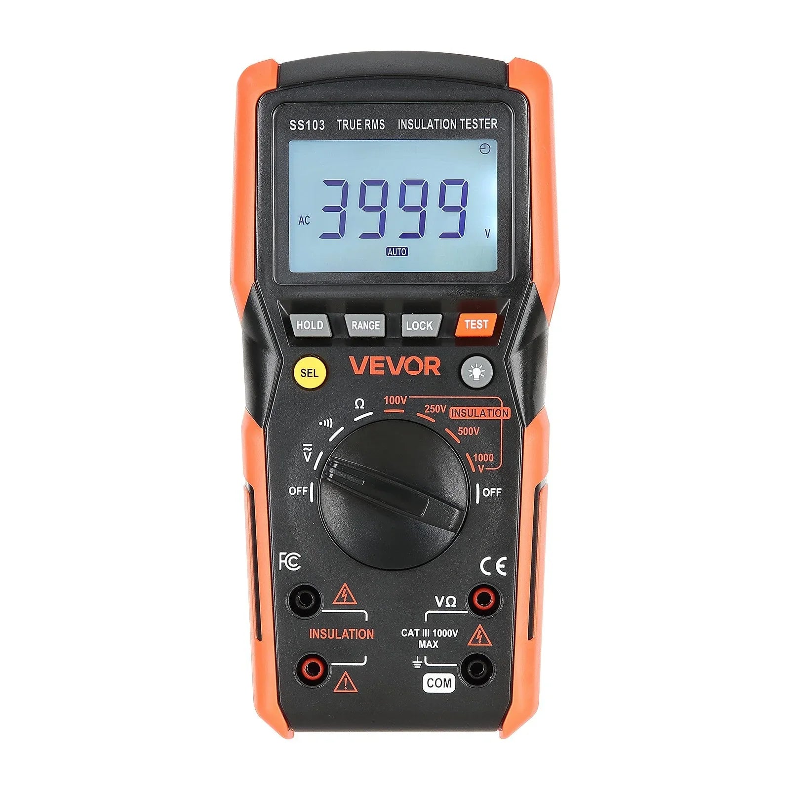 Digital Multimeter, 4000-Count TRMS Voltmeter Ohmmeter, 1000V AC/DC Voltage Tester with Switchable Auto/Manual Range for Voltage, Resistance, and Continuity Measurment