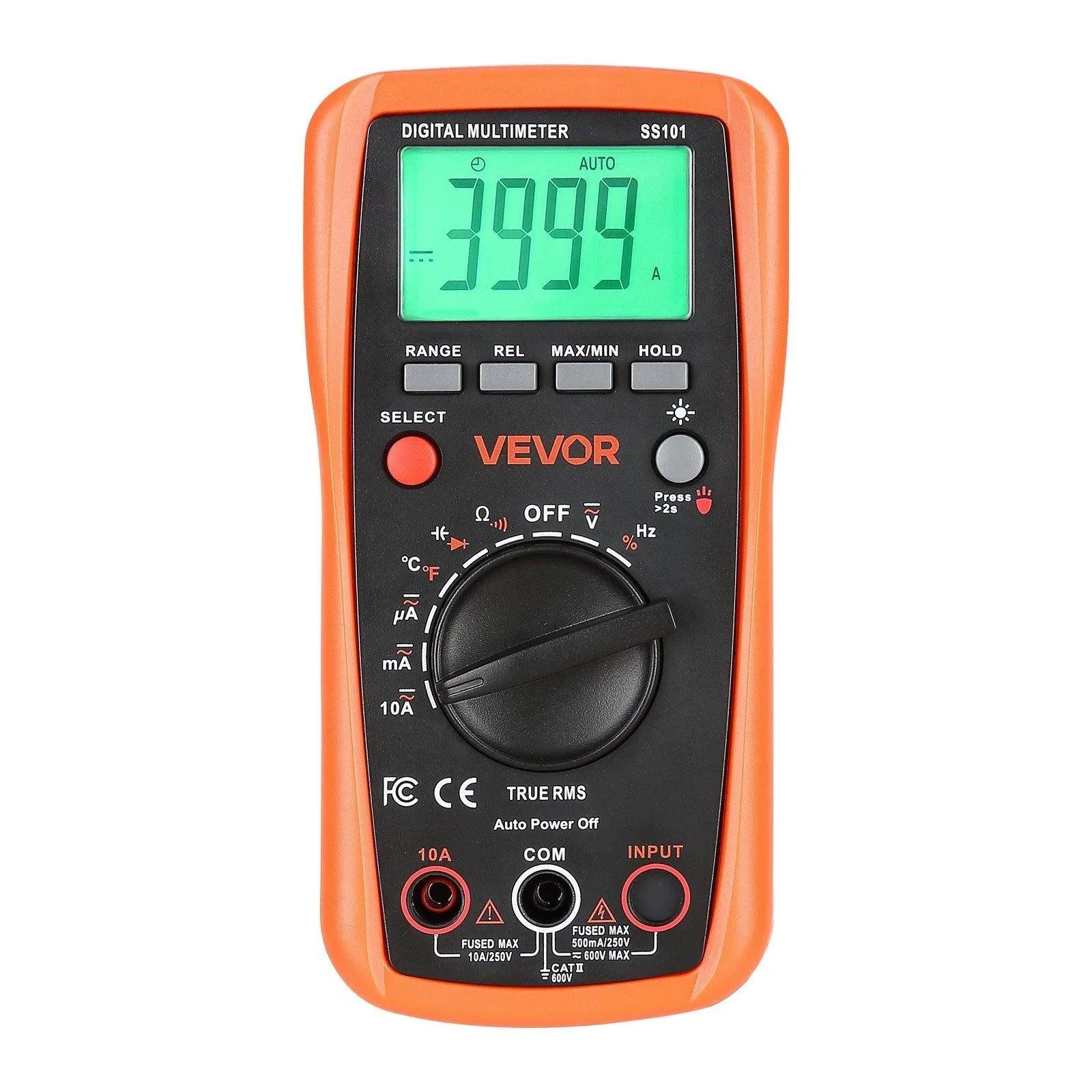 Digital Multimeter, 4000-Count TRMS DC/AC Voltmeter Current Tester, Auto-Ranging Multimeter for Current Voltage Resistance Capacitance Temperature Diodes Continuity Duty-Cycle Measurments