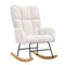 Nursery Rocking Chair, 250 lbs Weight Capacity Teddy Fabric Upholstered Glider Rocker Chair with Soft Seat and High Backrest, Nursing Chair for Nursery, Bedroom, Living Room, Ivory White