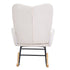 Nursery Rocking Chair, 250 lbs Weight Capacity Teddy Fabric Upholstered Glider Rocker Chair with Soft Seat and High Backrest, Nursing Chair for Nursery, Bedroom, Living Room, Ivory White