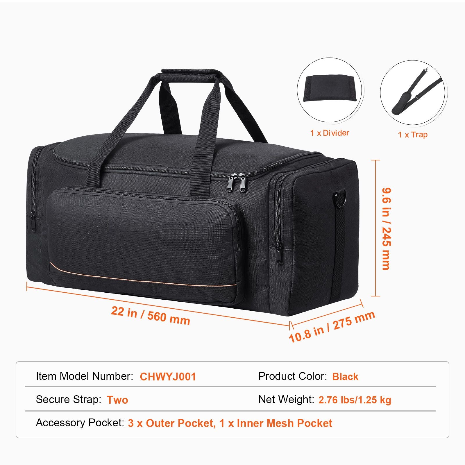 560mm Telescope Carrying Case 900D Oxford Bag with Divider & Pockets