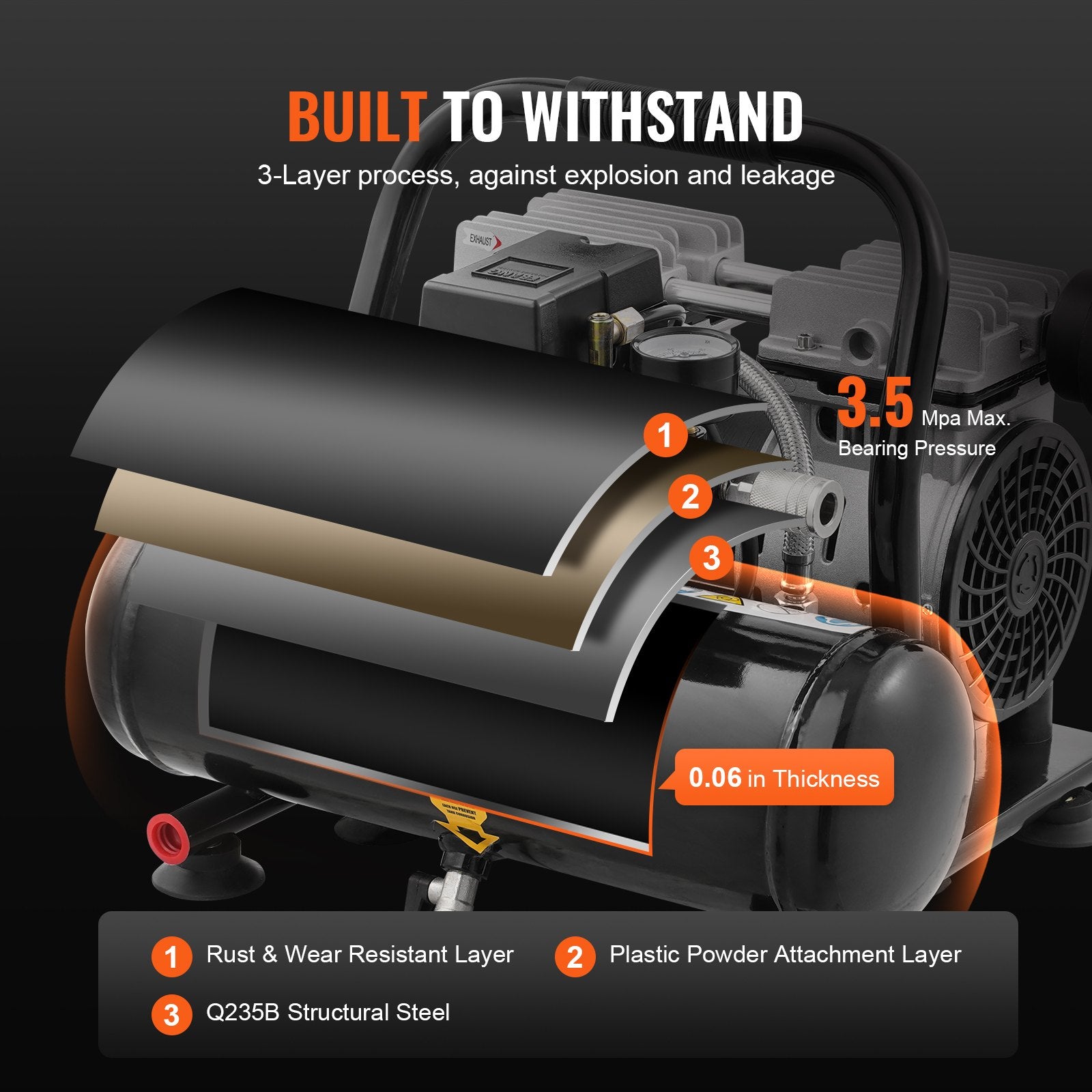 Air Compressor Compact Portable Oil Free Compressor 4L 7bar