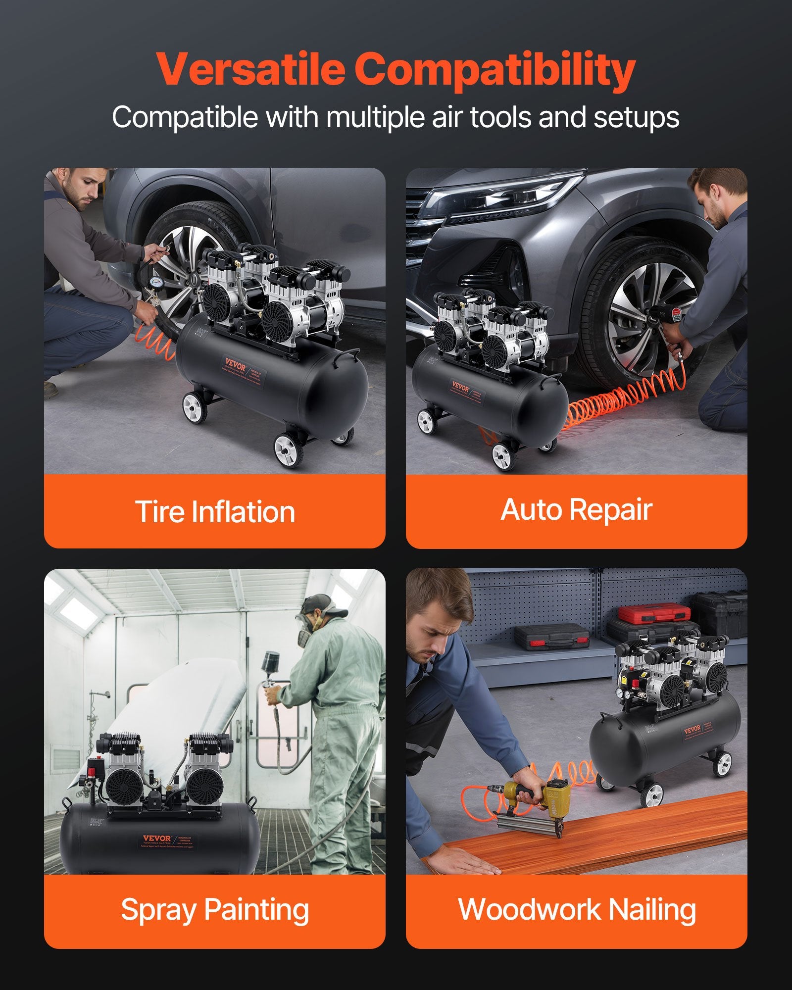 Air Compressor Compact Portable Oil Free Compressor 75L 90 PSI