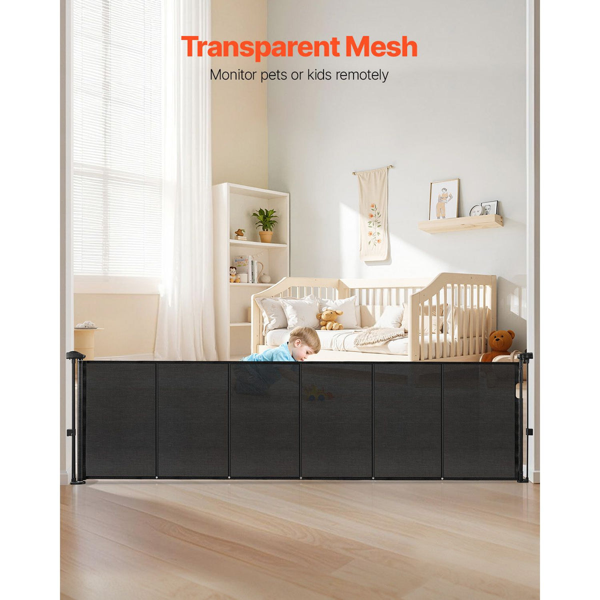 Retractable Baby Gate 870mm Tall Extra Wide Mesh Safety Gate 2800mm