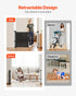 Retractable Baby Gate, 870 mm Tall, Extends up to 2800 mm Wide, Retractable Gate for Kids or Pets, Mesh Material, Easy to Install for Indoor Stairs, Doorways, Hallways, Playrooms, Black