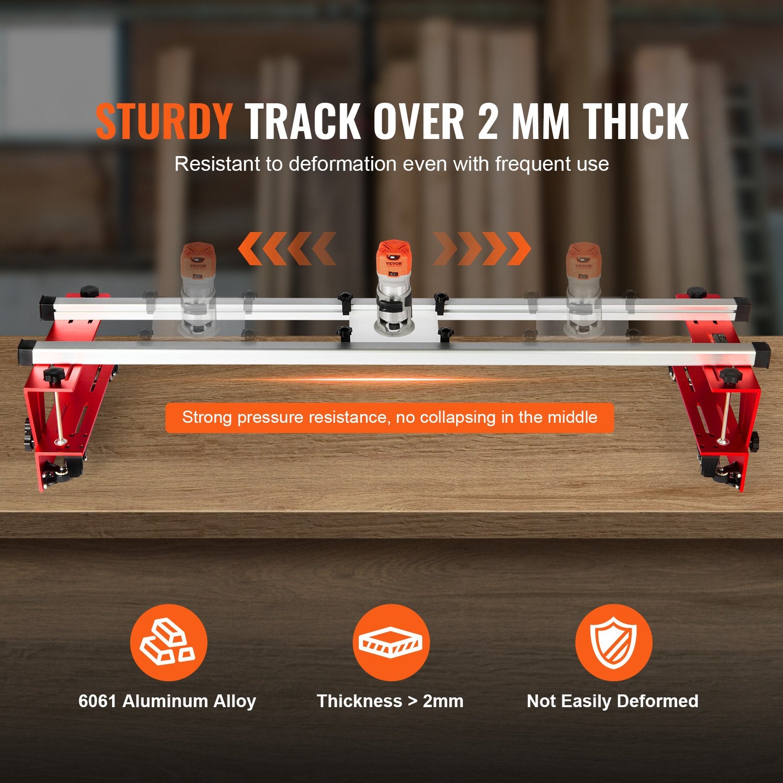 Router Sled, 1625 mm, Portable and Easy to Adjust Slab Flattening Jig, DIY Woodworking Router Sled for Flattening Slabs, Slab Guide Jig Trimming Planing Machine for Wood Flattening, Home DIY