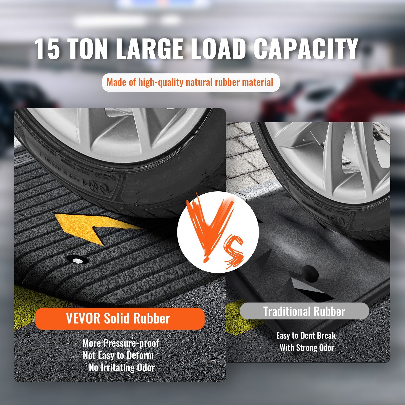 Upgraded Rubber Threshold Ramp, 10.2 cm Rise Door Ramp with 1 Channel, Natural Rubber Car Ramp with Non-Slip Textured Surface, 15 tons Load Capacity Curb Ramp for Wheelchair and Scooter