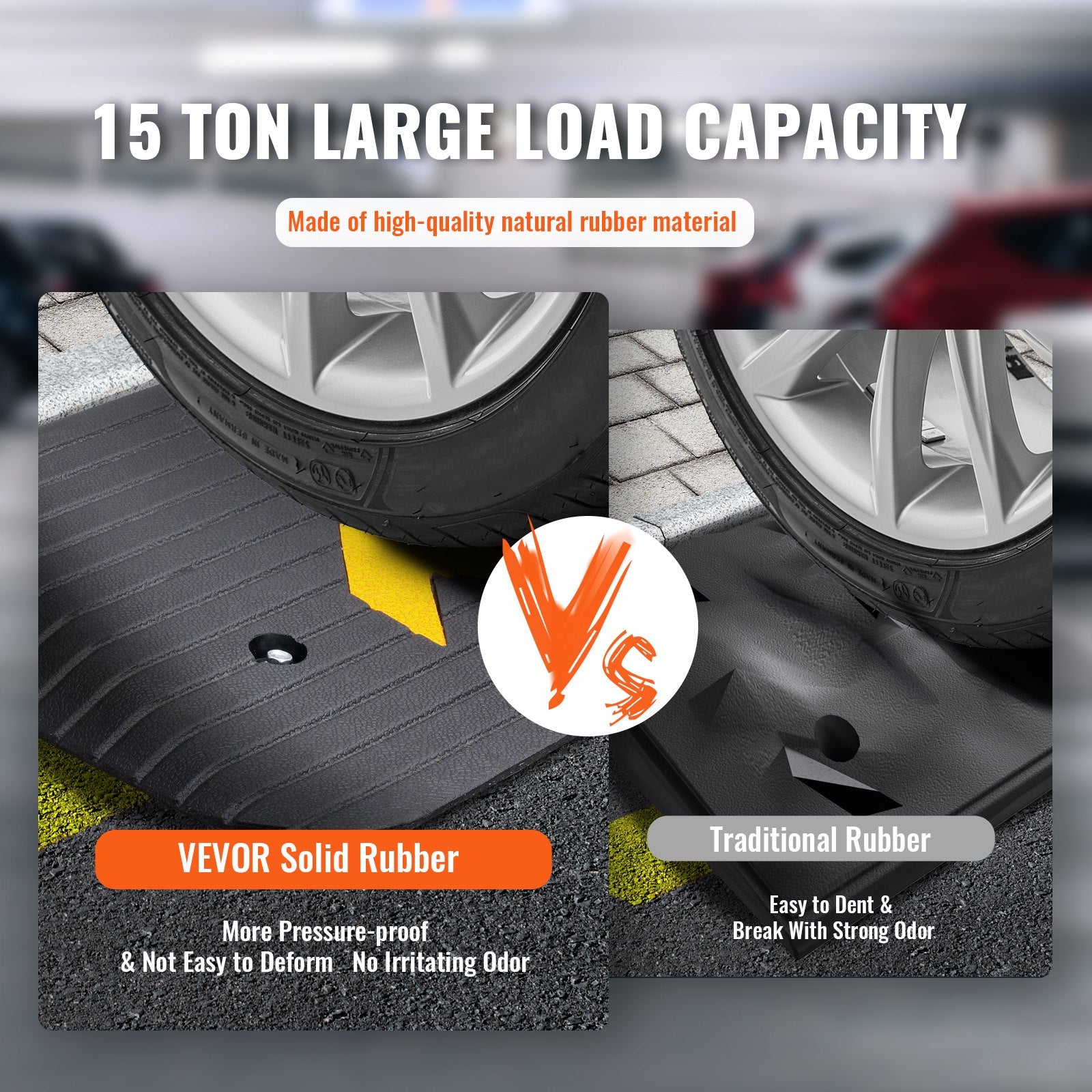 Rubber Threshold Ramp, 5 cm Rise Threshold Ramp Doorway, Recycled Rubber Power Threshold Ramp Rated 15 tons Load Capacity, Non-Slip Surface Rubber Solid Threshold Ramp for Wheelchair and Scooter